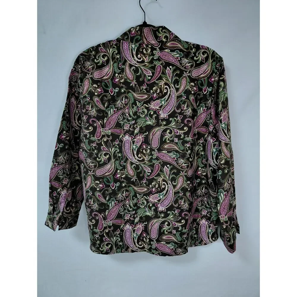 Studio Works Multicolor Paisley Button-Up Shirt Women Size PL